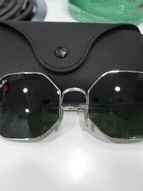 Ray-Ban RB1972 Octagon 1972 Silver Green Sunglasses 9149/31 + Case